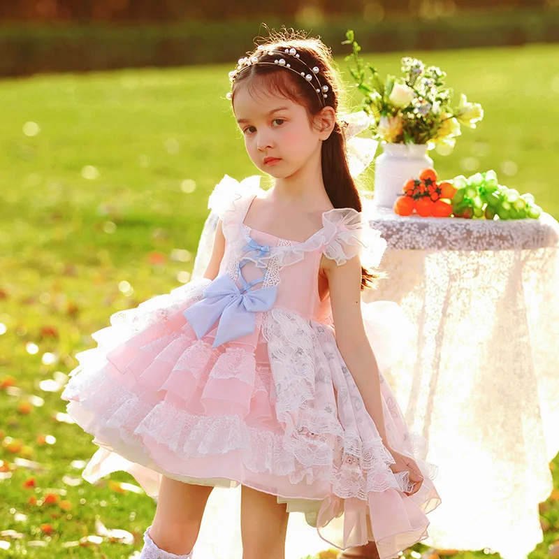 Summer New Girls Sleeveless Vest Chiffon Skirt Girls Lolita Princess Skirt Swallow Tail