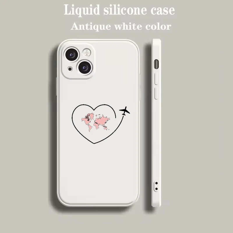 Beige Cartoon World Map Scenery Direction Phone Case