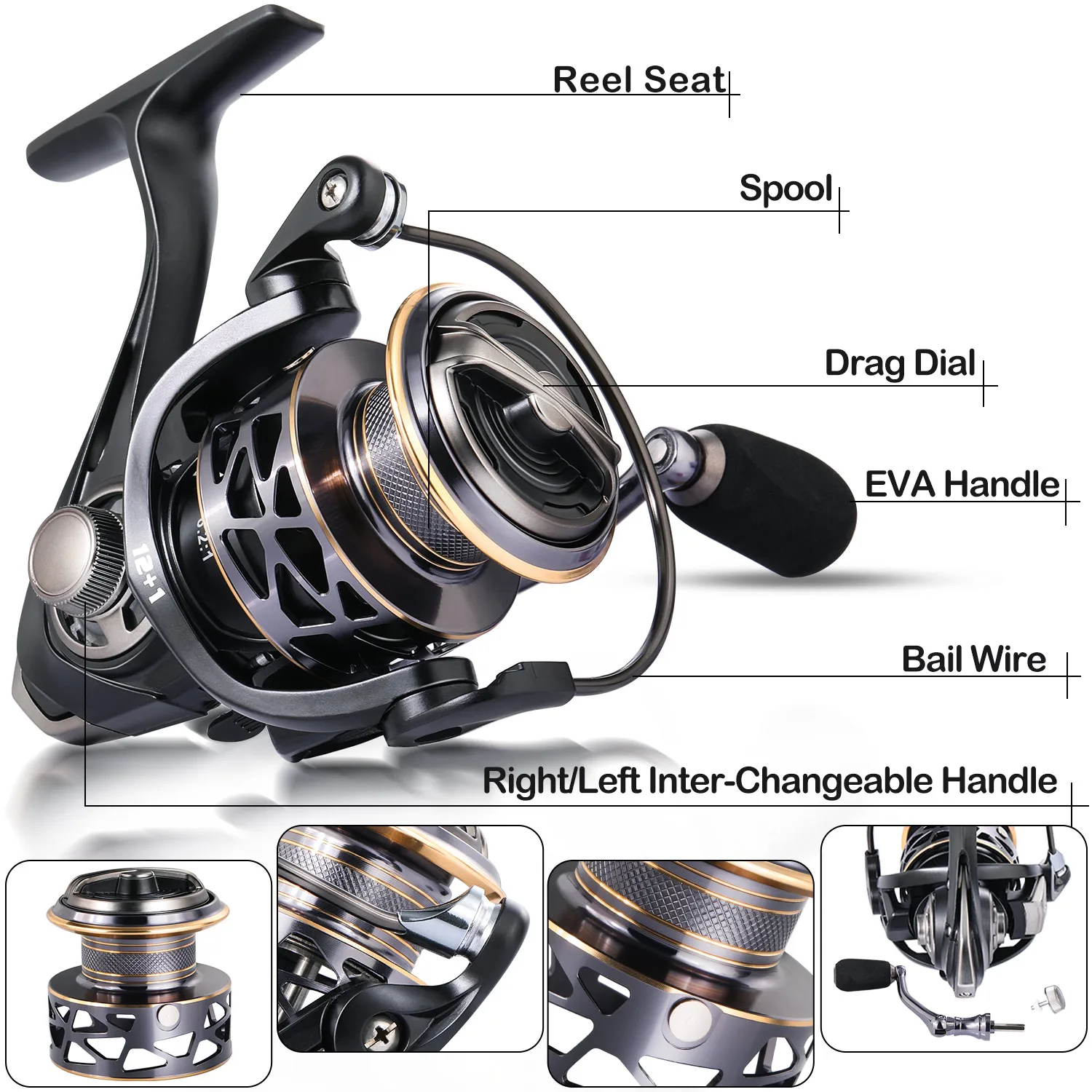  Zephyr Spinning Reel,Size 500 Ice Fishing Reel, Light Weight  Ultra Smooth Powerful Spinning Fishing Reels