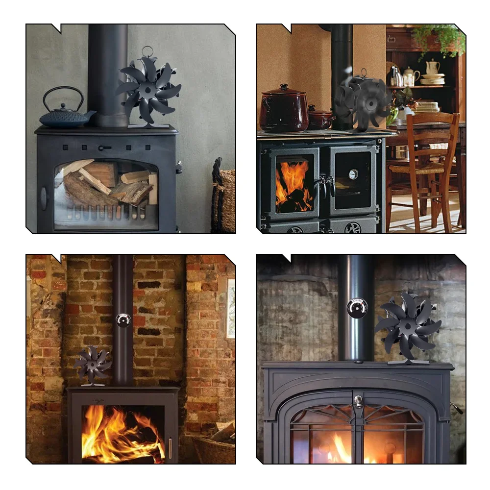 16 Blades Double Sided Fireplace Fan Log Wood Burner Ecological Efficient Home Heat Distribution Quiet Stove Fan