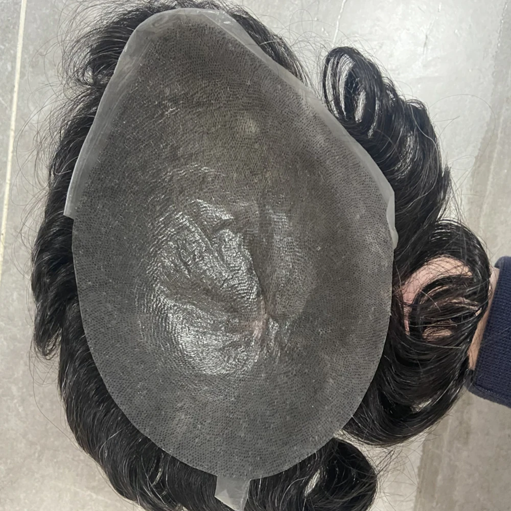 Super Thin Skin 0.02mm Silicon Men Toupee 100% Human Hair Natural HairPieces Man Wig Transparent Pu Replacements System Unit
