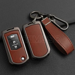 New Zinc Alloy+TPU Car Key Case Cover Shell For Mazda 3 5 6 Series M6 RX8 MX5 2 3 Buttons Flip Key Protector Fob Bag Accessories
