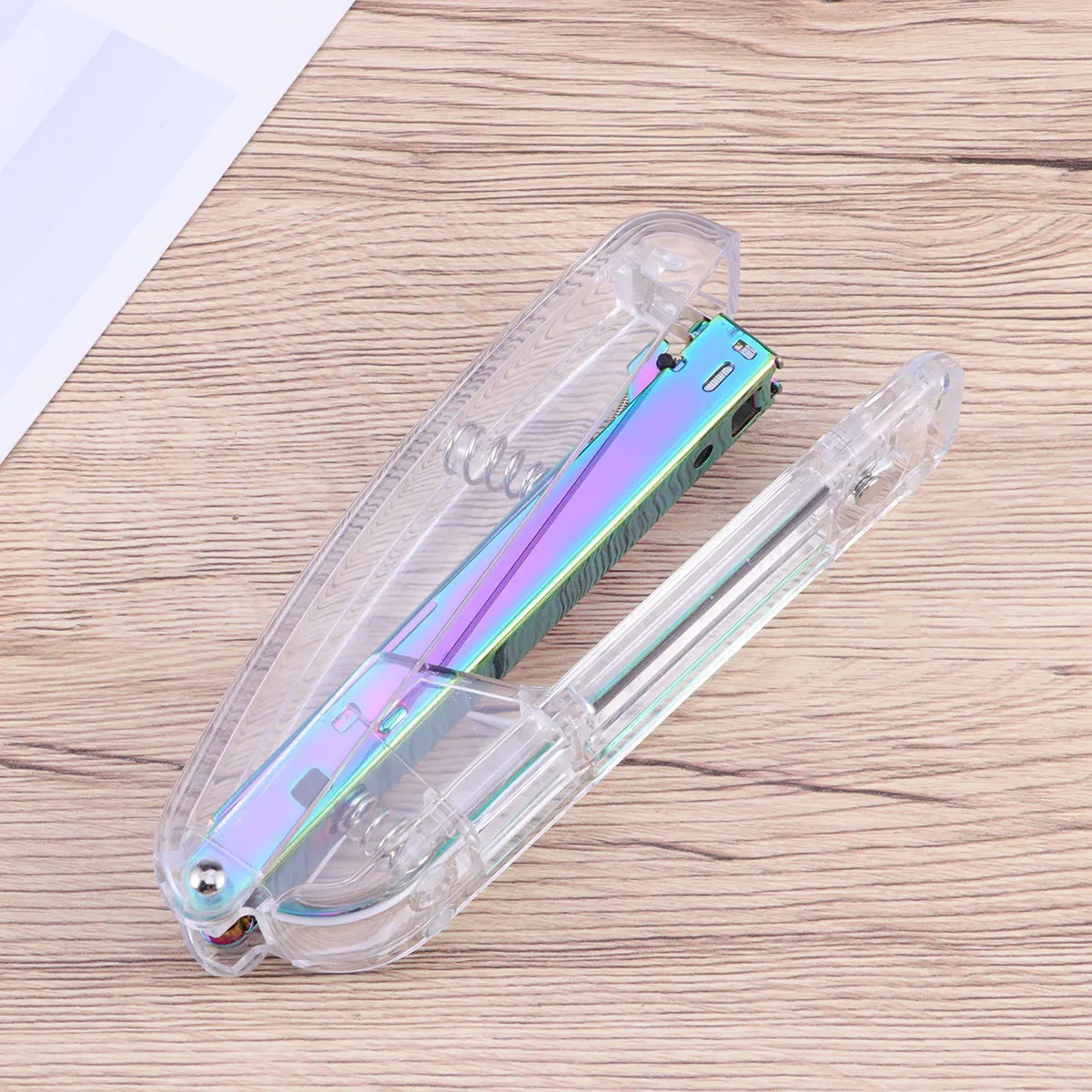 우아한 데스크탑 스테이플러 투명하고 화려한 현대적인 디자인 스테이플링 기계 사무실 학교 가정용 박스형 스테이플러 포함