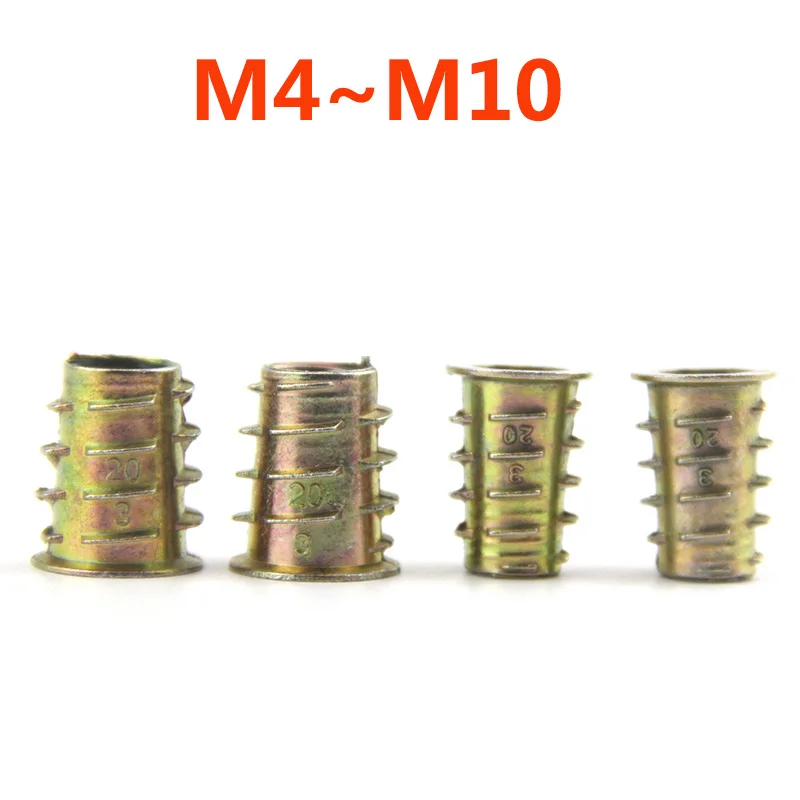 아연 합금 육각 소켓 헤드 내장 목재 인서트 너트 플랜지 육각 드라이브 헤드 가구 너트, M4 M5 M6 M8 M10, 10 개, 20 개