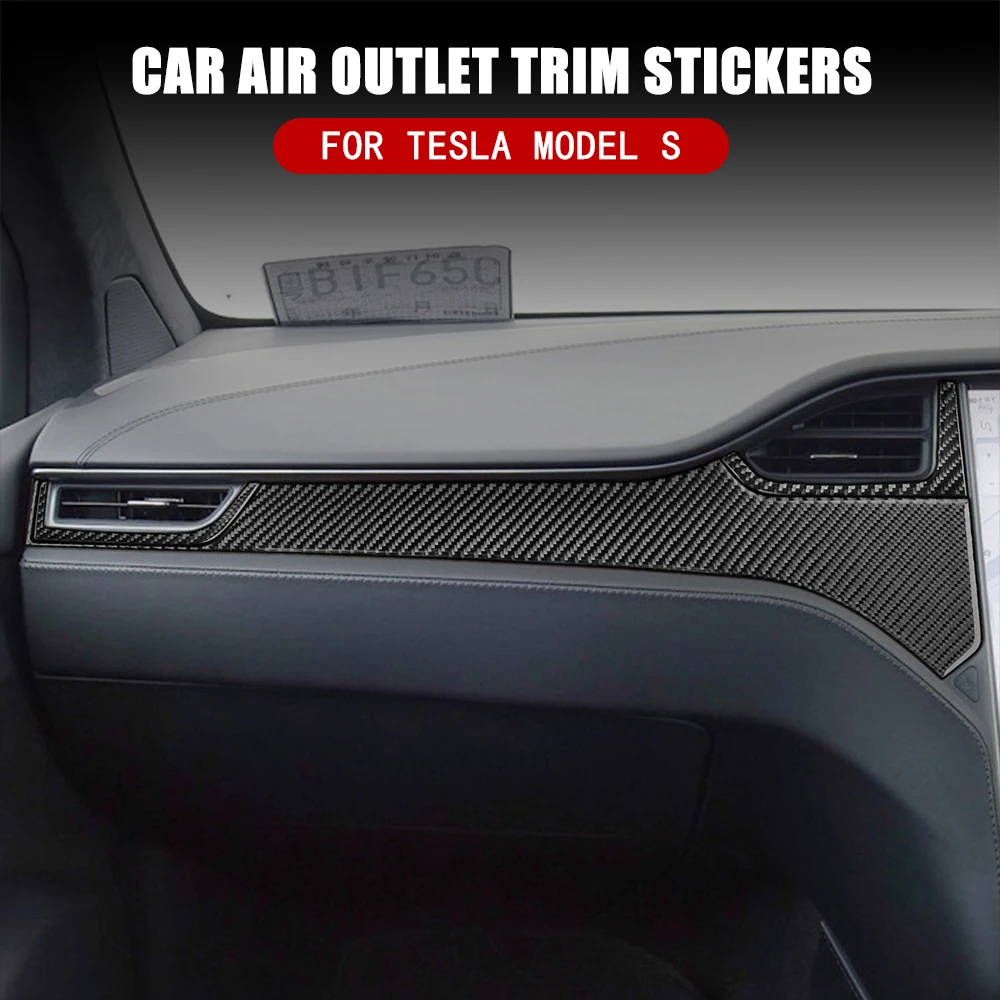 

For Tesla Model S 2012-2020 Car Center Console Dashboard Air Outlet Panel ABS Carbon Fiber Stickers Interior Trim Accessories