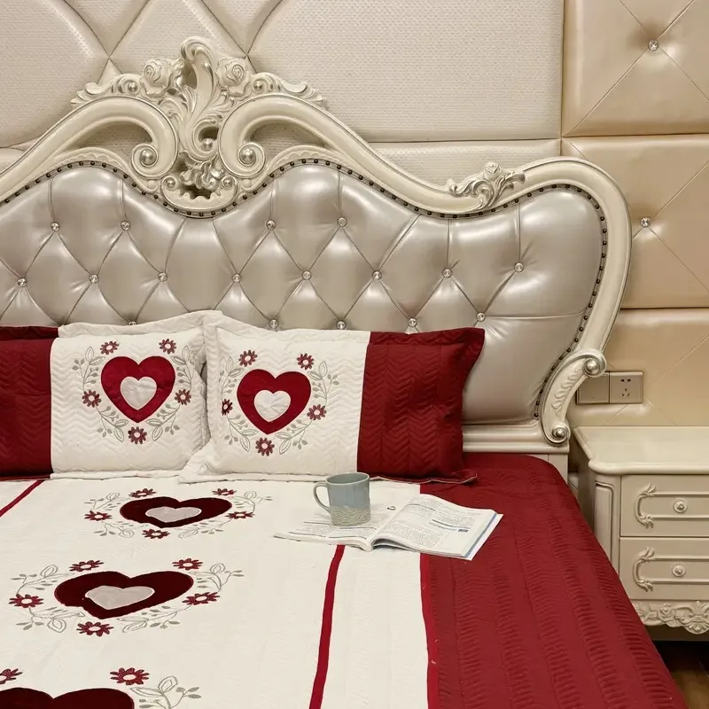 Description Picture 5 of item9 Pcs Comforter Bedding Set, Embroidery, QUEEN Size, 1pc Bedspread+2pcs Pillowcases+2pcs print curtains+2pcs solid curtains