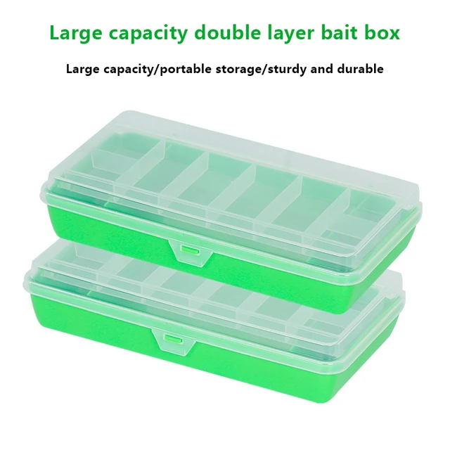 Portable Fishing Tackle Box 11 Compartments Double-deck Storage