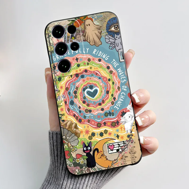 Aesthetic Cute Cat Cartoon Black Soft Silicone Shockproof Phone Case