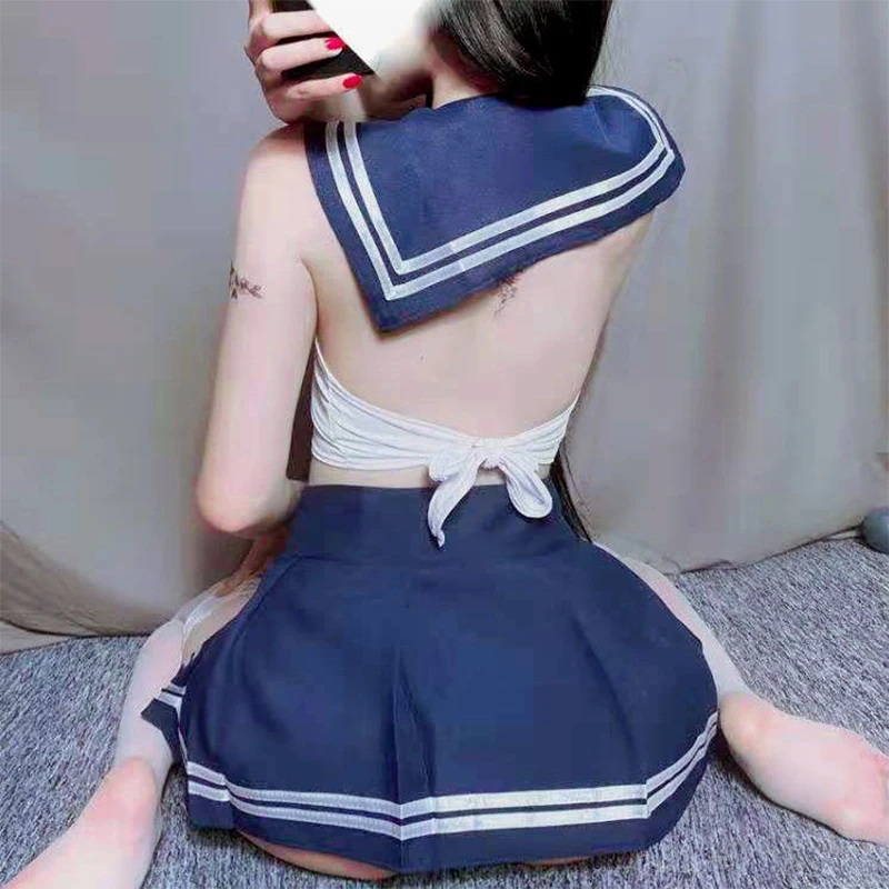 Japanese Student Dress Nightclub Role-playing Seduction Clothing Sexy Open Doll Miniskirt Erotic JK Uniform Pleated Skirt Suit