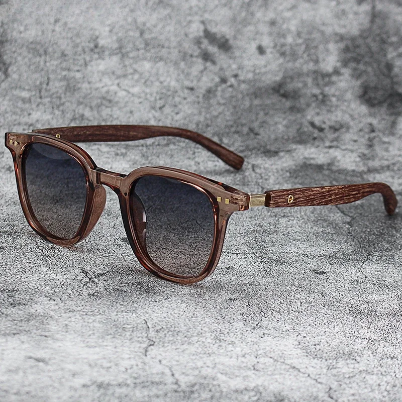 Trendy Retro Wood Grain Polarized UV Protection Sunglasses