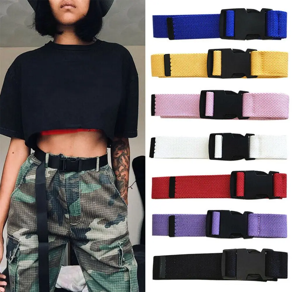 

Fashion Women Multi-color Vintage Nylon Accessories Canvas Belt Plastic Belt Buckle Adjustable Belt Waist Belt