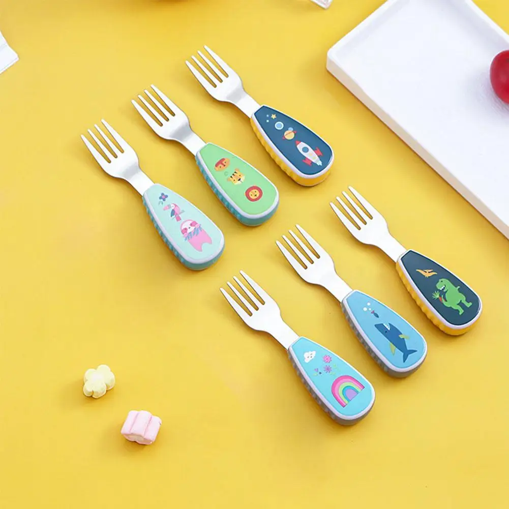 Baby Gadgets Tableware Set Children Utensil Stainless Steel Toddler Dinnerware Cutlery Cartoon Infant Food Feeding Spoon Fork