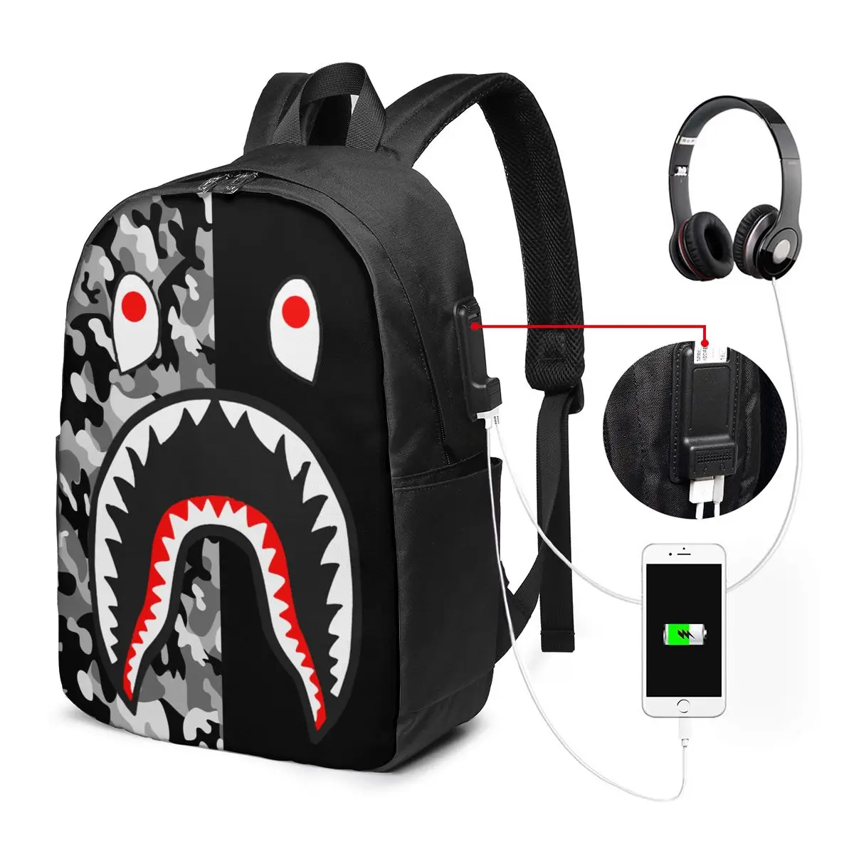 Bape Shark travel laptop backpack 1