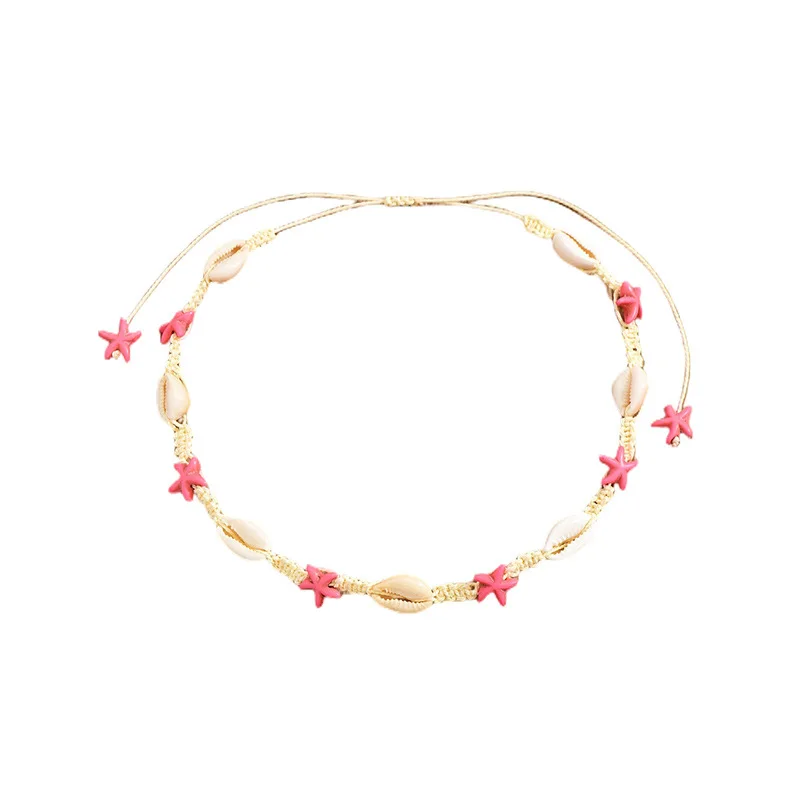 New Sweet Pink Starfish Shell Rope Chain Choker Necklaces for Women Girls Handmade Sea Shell Necklace Holiday Beach Jewelry - Image 5