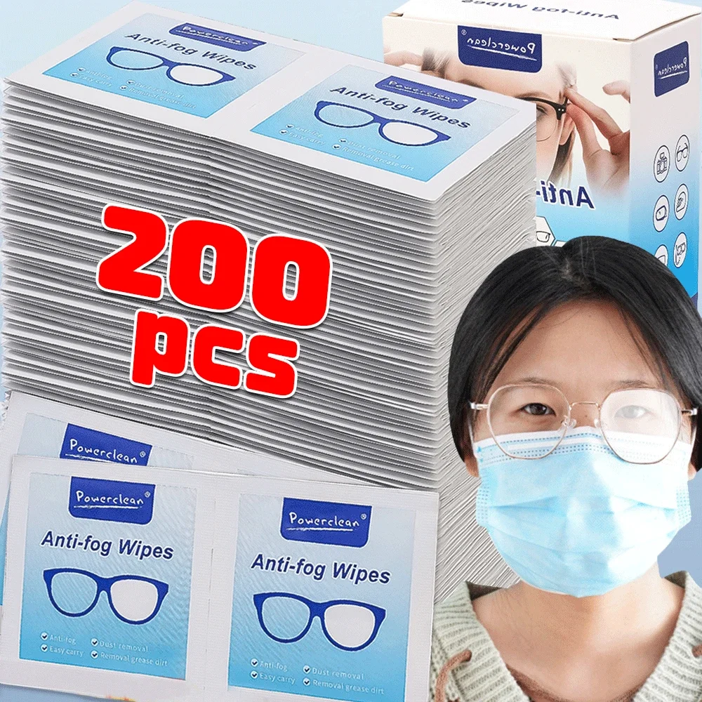 100/200Pcs/Box Glasses Cleaner Wet Wipe Disposable Anti Fog Misting Dust Remover Cleaning Lens Wipes Sunglasses Phone Screen 2