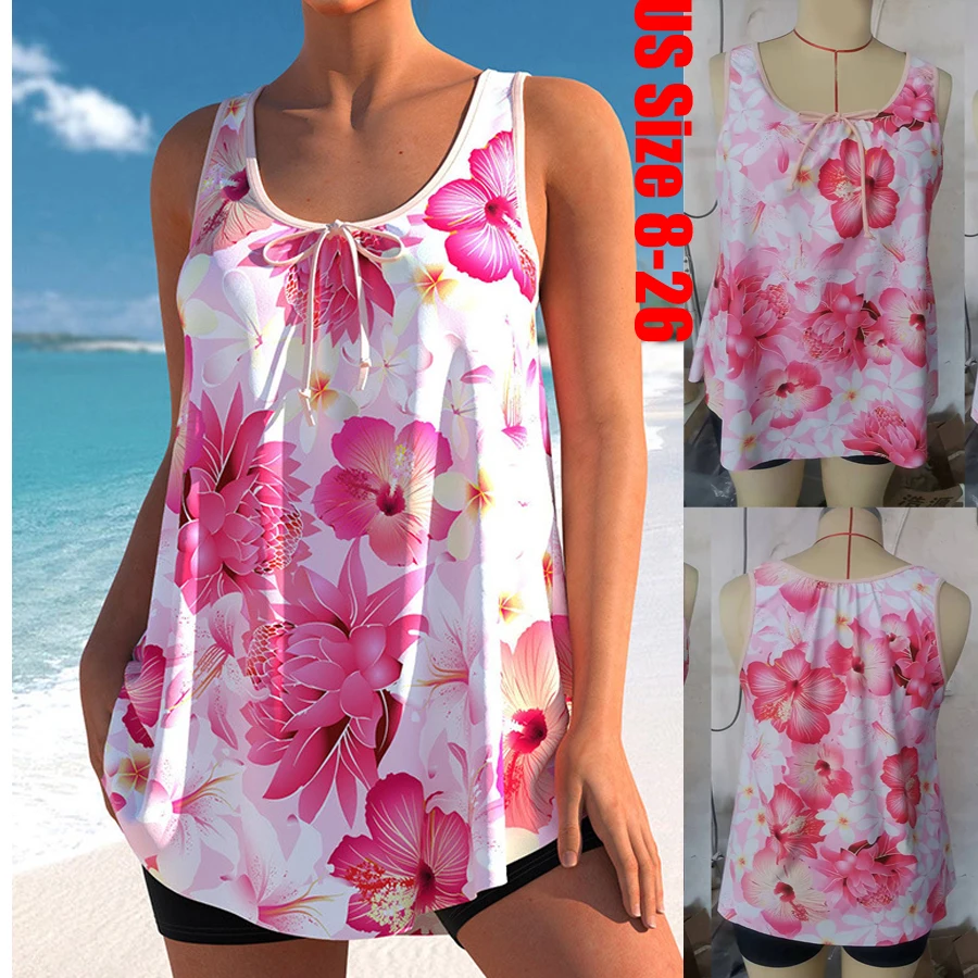 

2023 New Design Printing Bathing Suit Women Sexy Tankini Women Summer Two-piece Set Swimsuit Female Loose Size Bikini Swimwear