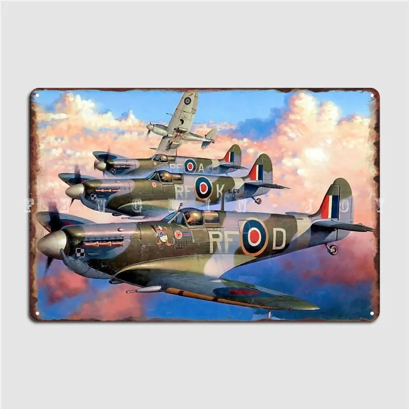 

Spitfire Formation Metal Sign Painting Décor Club Bar Wall Cave Vintage Tin Sign Poster