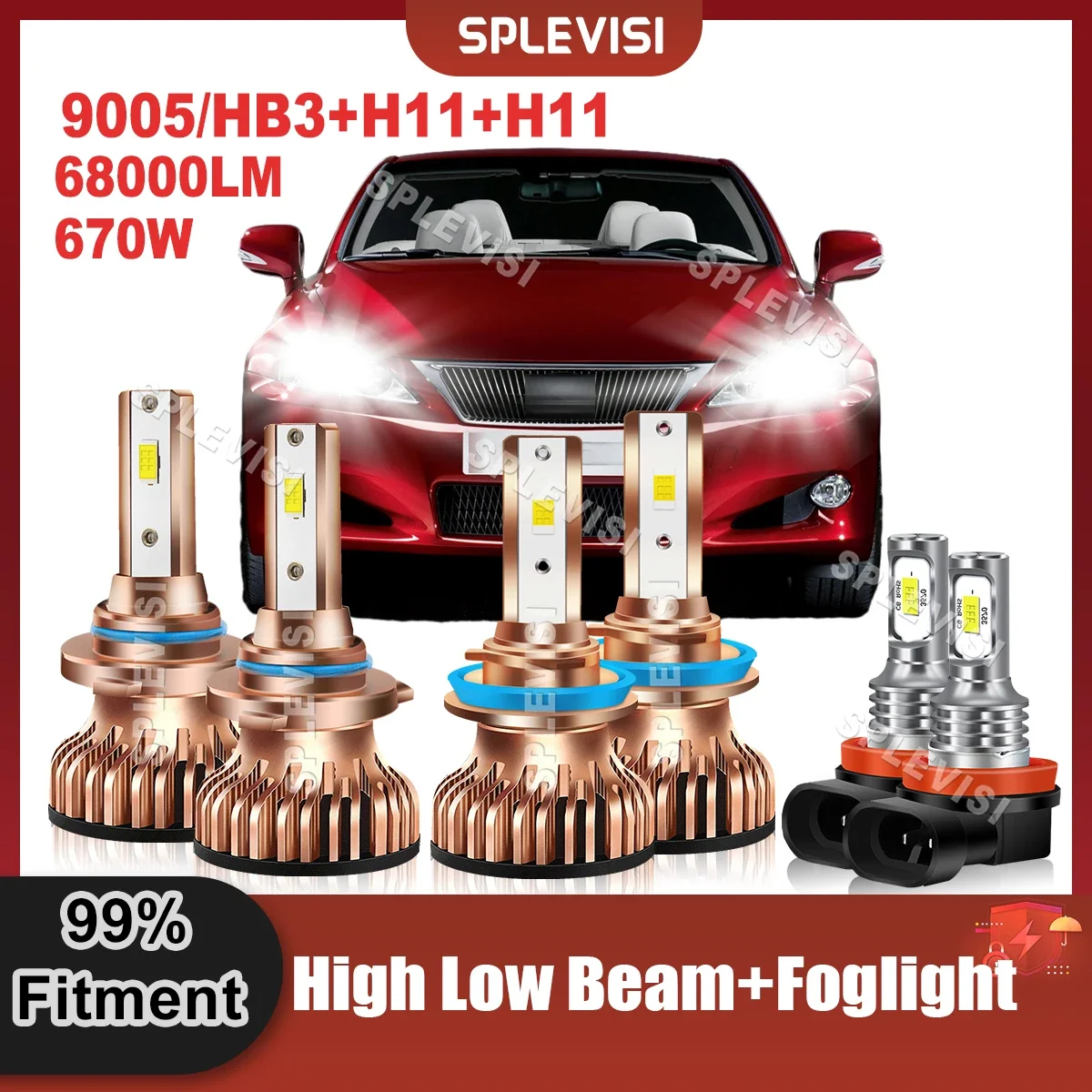 

6000K Replace LED Headlight Bulbs High Low Beam Foglight Kit 9005 H11 H11 For Lexus IS250 RX350 2010 2011 2012 2013 2014 2015