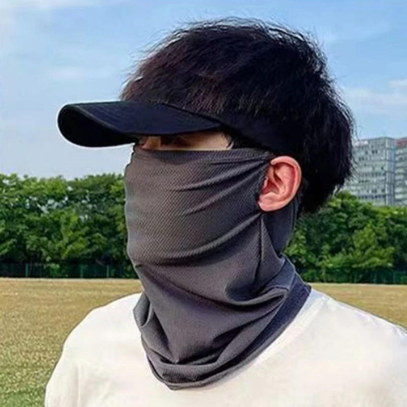 Pure Color Ice-Silk Face Mask Unisex UV Protection for Summer Outdoor Cycling