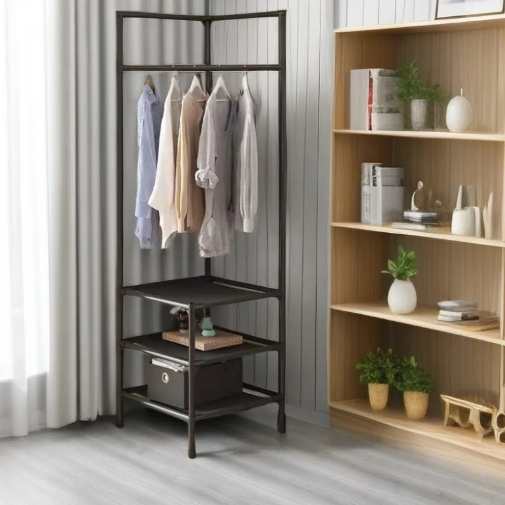 Clothes Rack Bedrooms Corner Clothes Rack Multi-Layer Nightstand Clothes Coat Racks Simple Household Bedroom Floor Standing Hangers Shelve