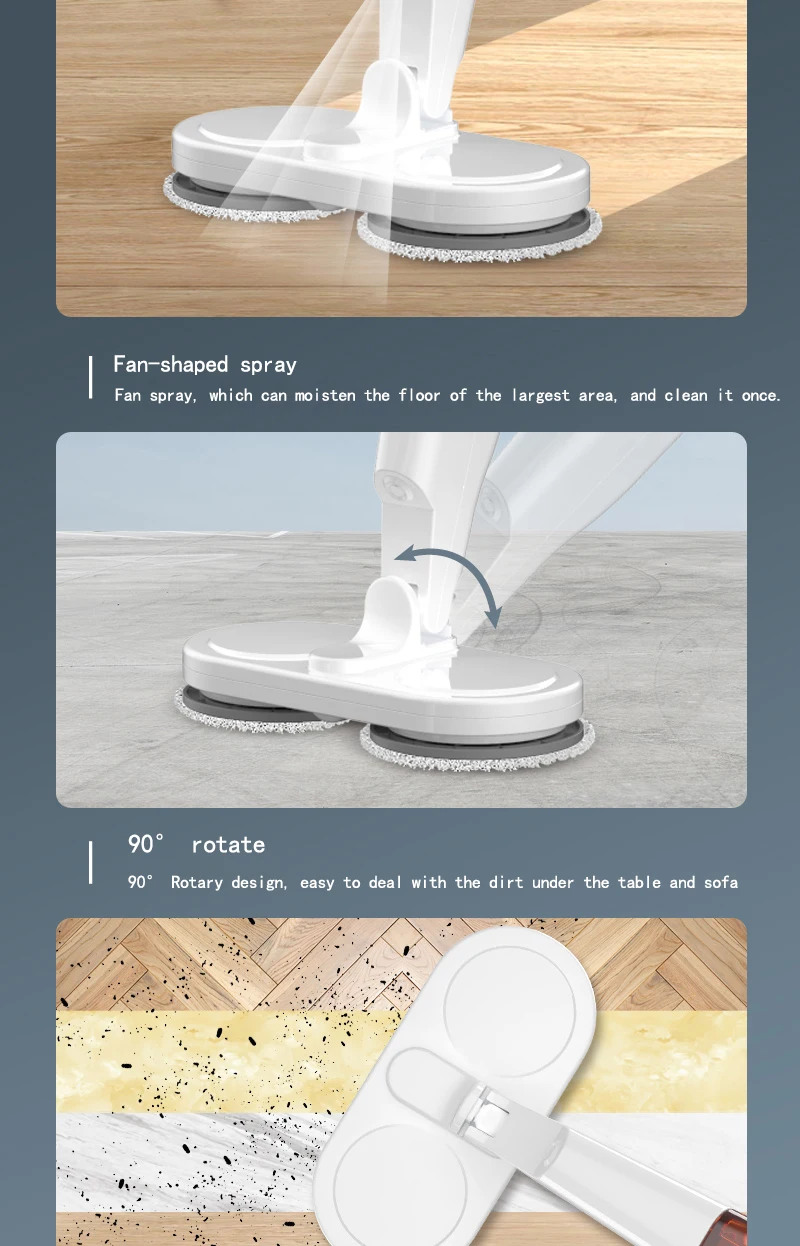 Wireless Electric Spin Mop Cleaner Automatic 2 in 1 Wet & Dry Home Cleaner Car Glass Ceiling Door Windows Floor Scrubber Machine