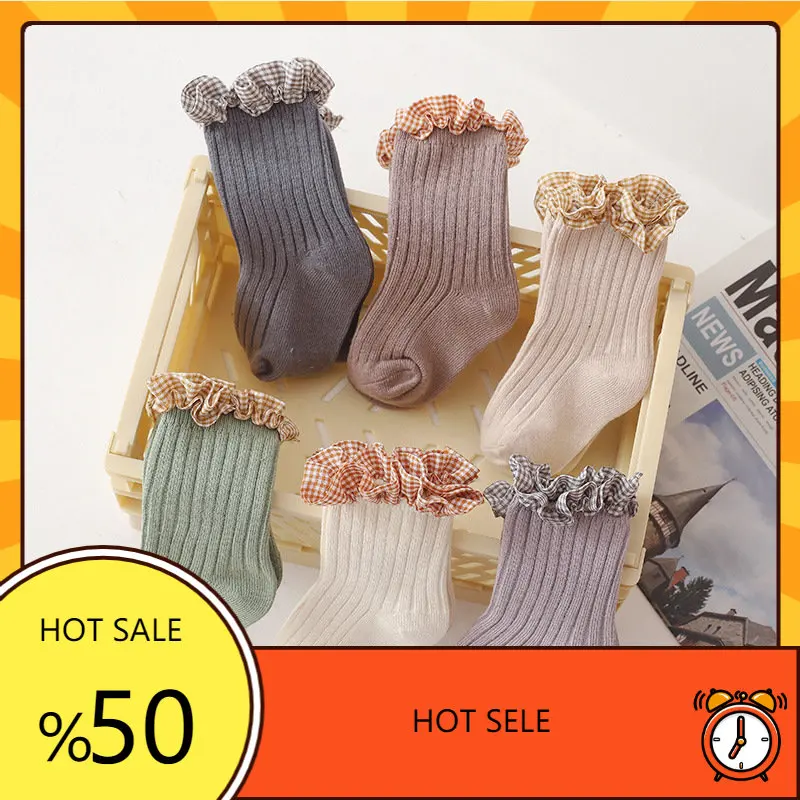Baby Socks Cotton Newborn Knee High Long Socks jacquard Lace Girls Boy