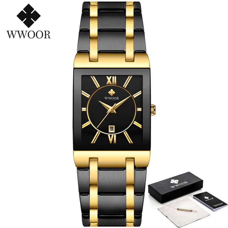 WWOOR Design Women Bracelet Watches Top Brand Luxury Ladies Dress Clock Fashion Square Gold Wristwatch Gift Box Relogio Feminino