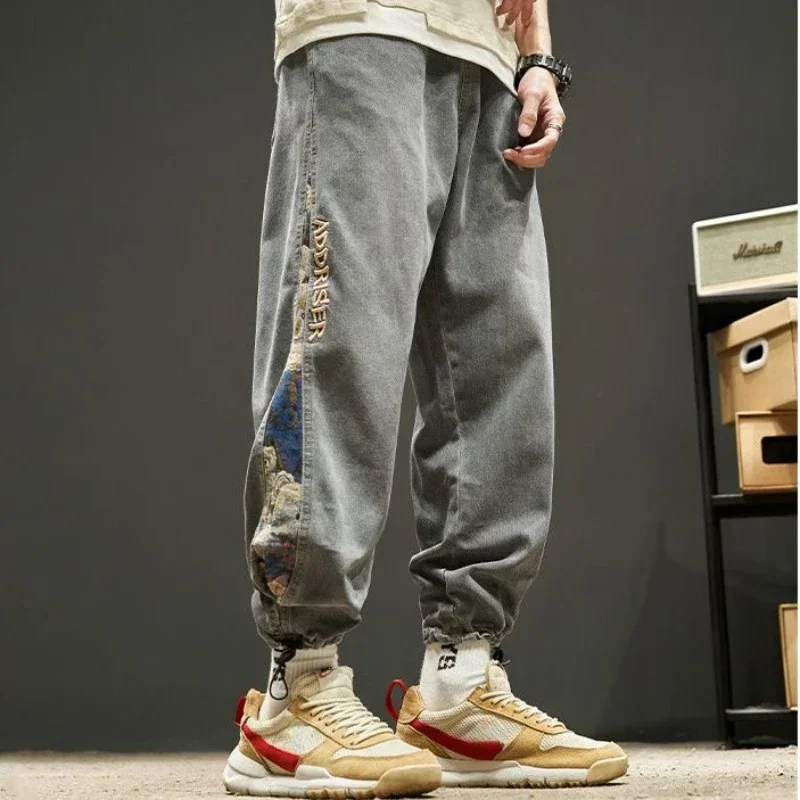 

Men's Jeans Cargo Man Cowboy Pants Graphic Spliced Trousers Retro Designer 2024 Trend Japanese Street Style Stylish Y2k Vintage