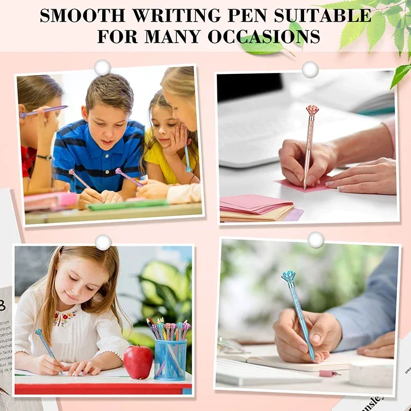 

Чернильные шариковые ручки 20 шт., черные гелевые выдвижные женские офисные большие канцелярские товары со стразами