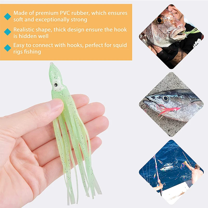 Esche da Pesca Esche al Calamaro Gonne di Calamari Esche da Pesca a Traina Morbida Esca per Pesca D'Acqua Dolce Pesca in Mare