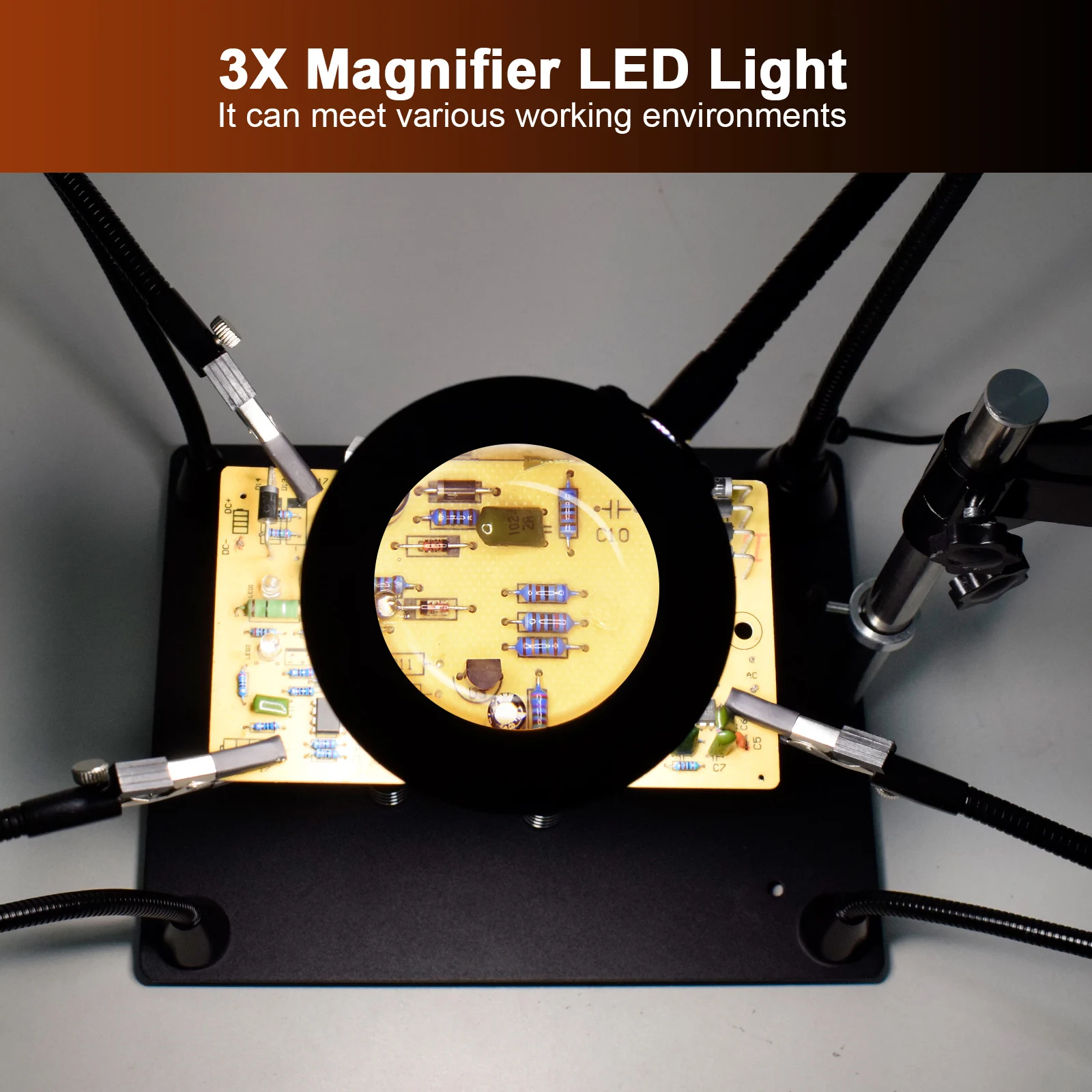 soldering stations NEWACALOX Helping Hands Third Hand Soldering Station for PCB Holder 4 Flexible Magnetic Arms with 3X LED Magnifier Welding Tool electric welding