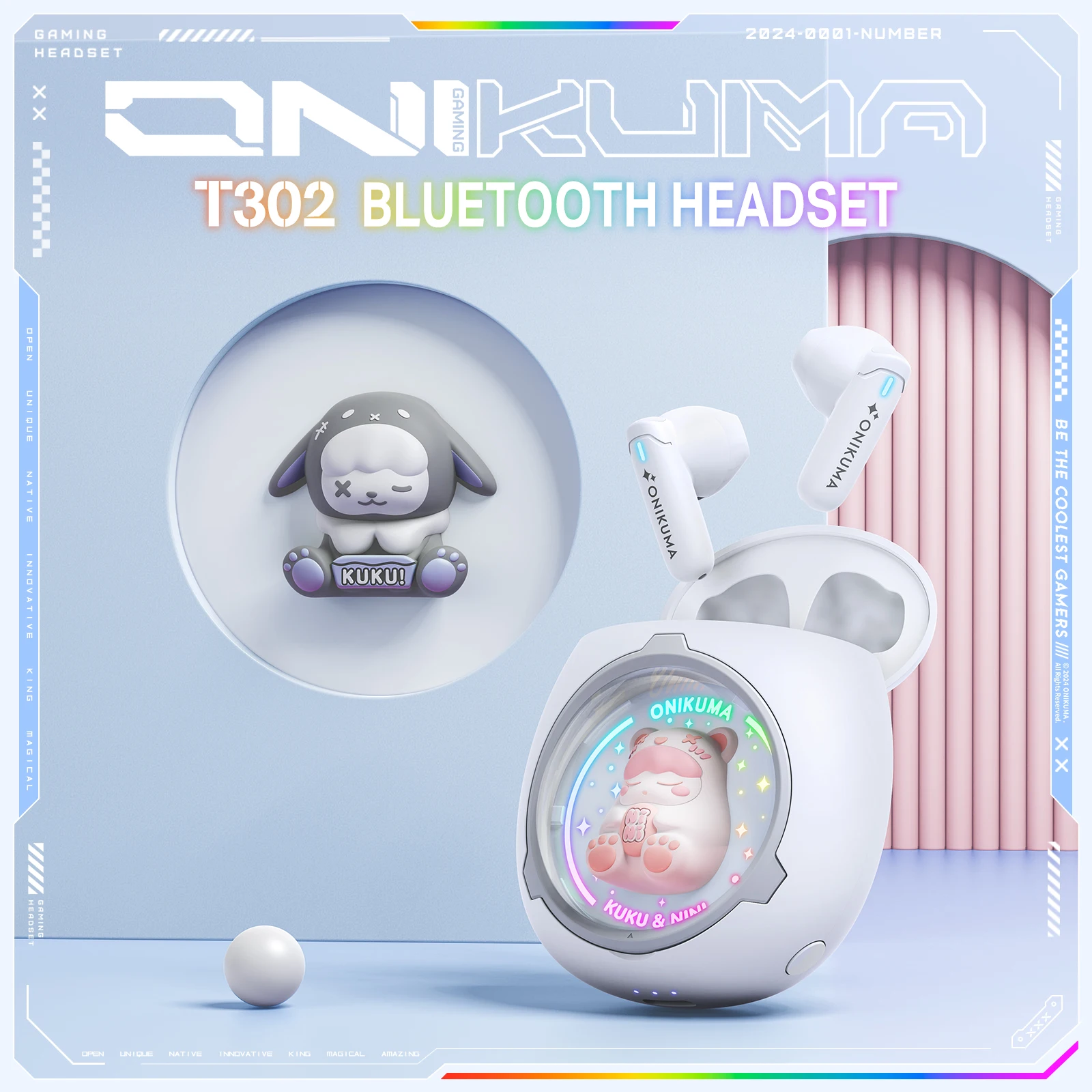 ONIKUMA Premium Wireless Stereo Earbuds with HD Voice and ENC Noise-Cancelling Microphone