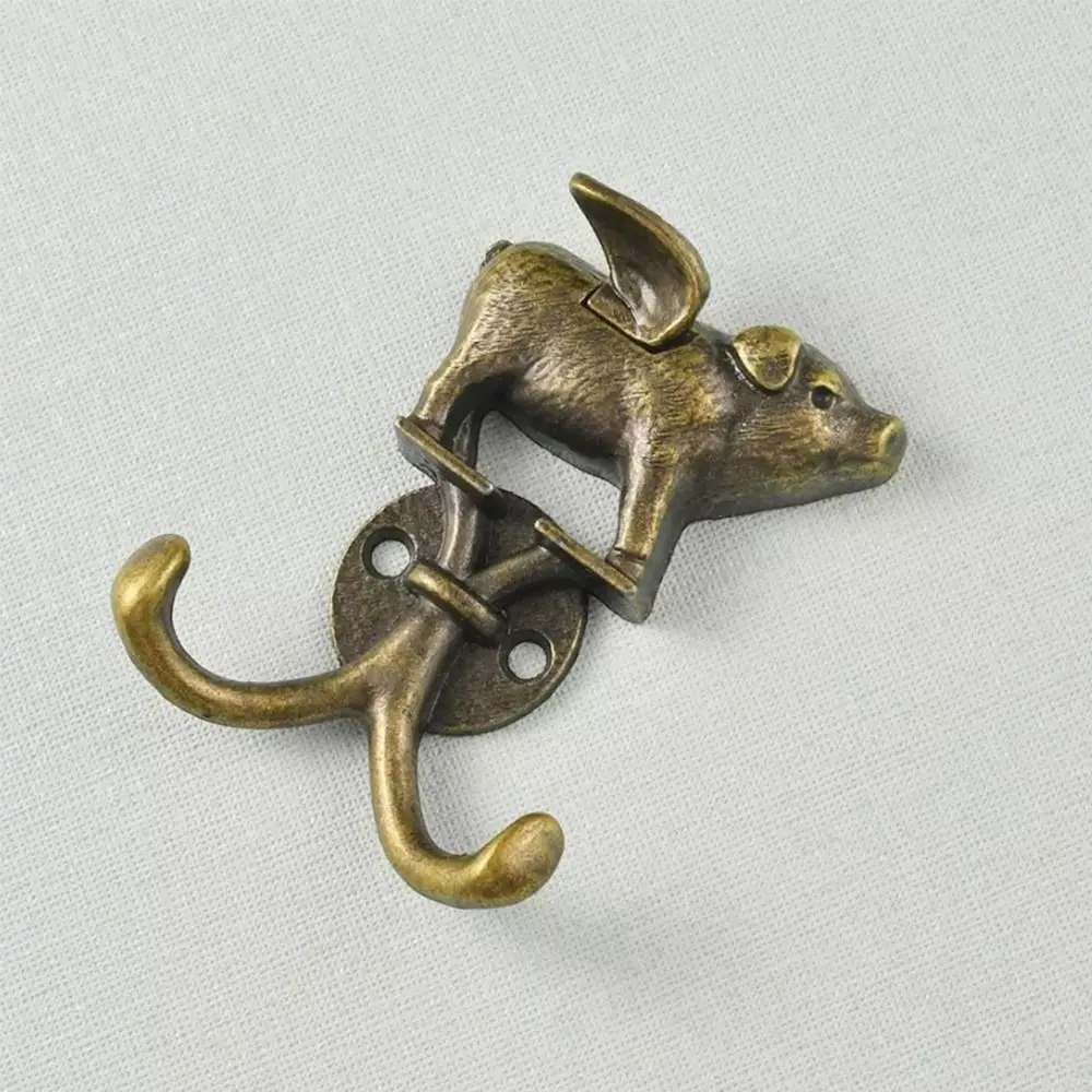 Cute Heavy Duty Flying Pig Wall Hook Vintage Decorative Screws Towel Hooks Door Hook for Kitchen Bathroom Bedroom