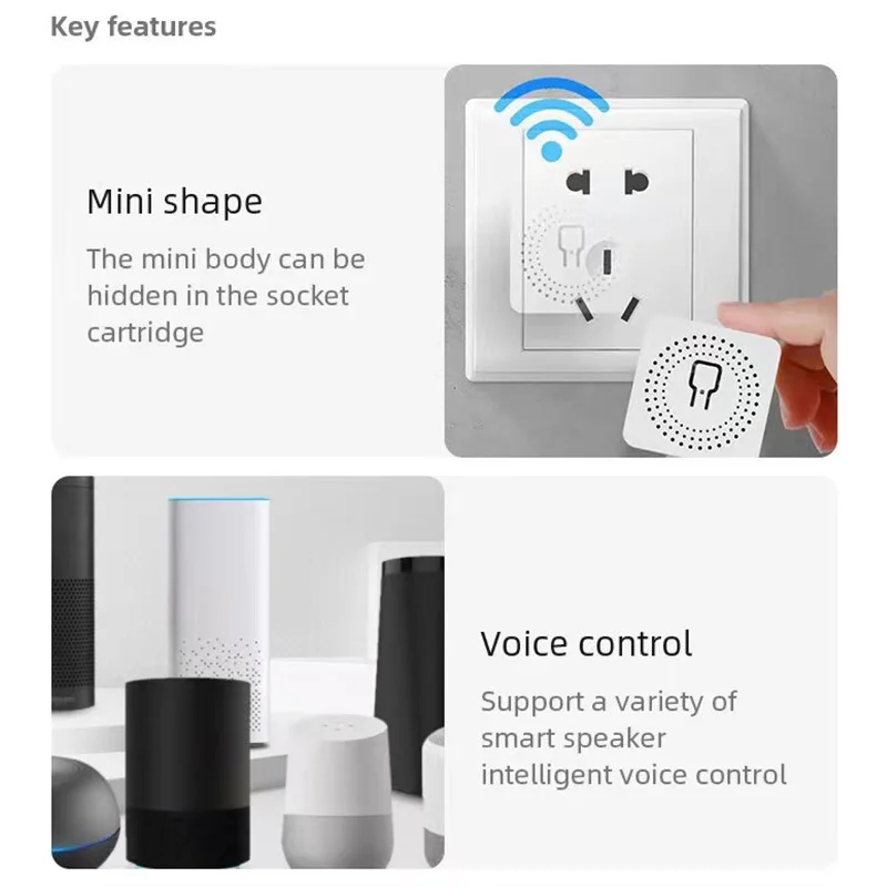WiFi Smart Switch 16A/20A DIY Mini Automation 2-way Module Timer Breaker AC100-240V APP Remote Voice Control Alexa Google Home