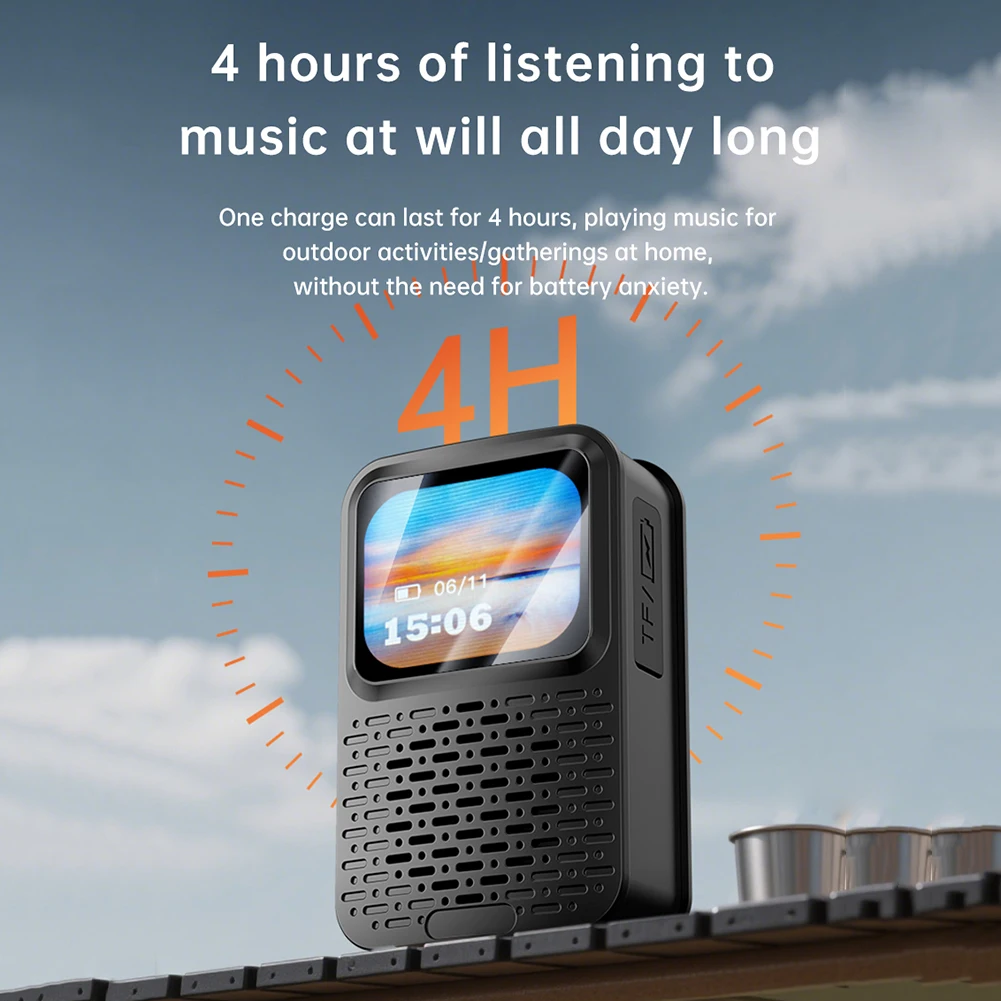 V9 Wearable Bluetooth Speaker with Multifunctional Calendar,Weather,Alarm Clock IPX5 Waterproof Touch Screen Smart Music Player