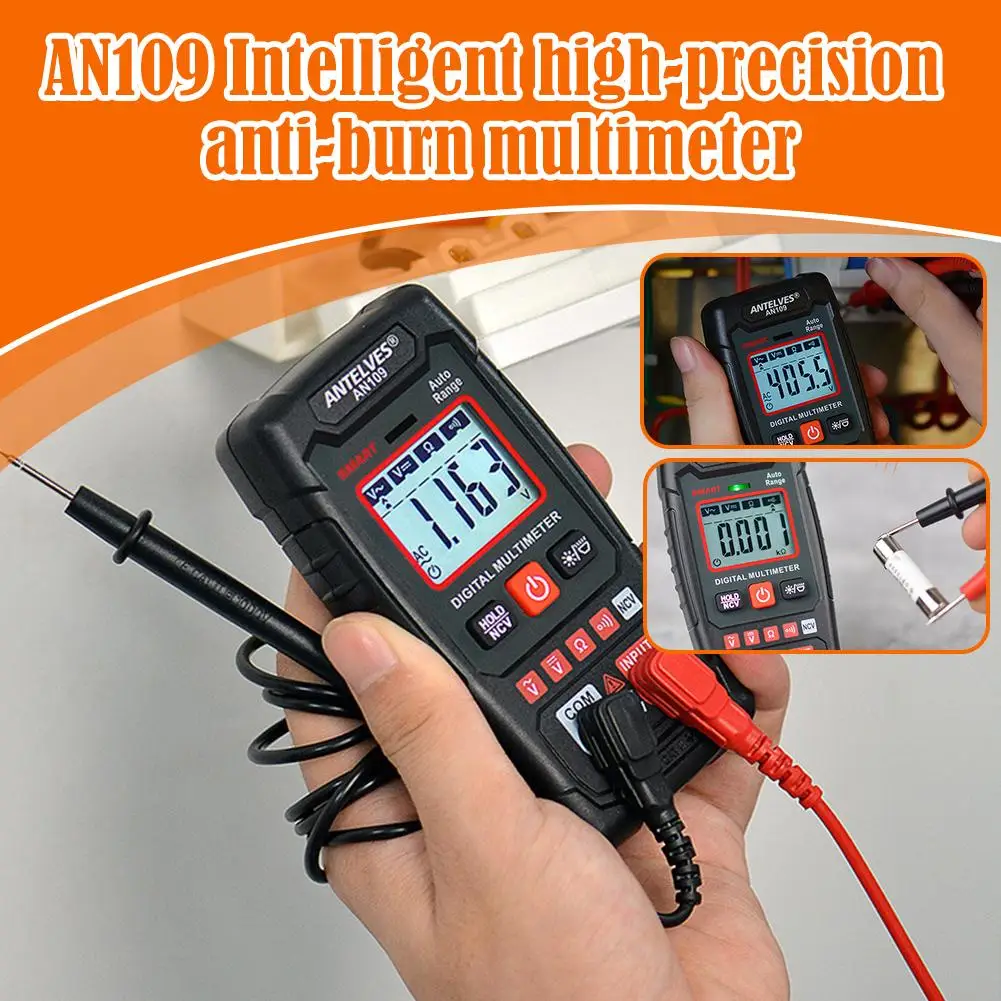 AN109 Profesional Smart Digital Multimeter AC DC NCV LCD Multimeter Tester Ohm Voltage Meter Auto Range Electrician Tester digital multimeter multimeter tester