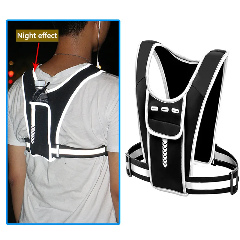 Reflective Vest High Visibility Bike Motorcycle Night Safety Riding Soft Vest Bag Multi Pockets Adjustable Running Sports Bag reflective safety vest