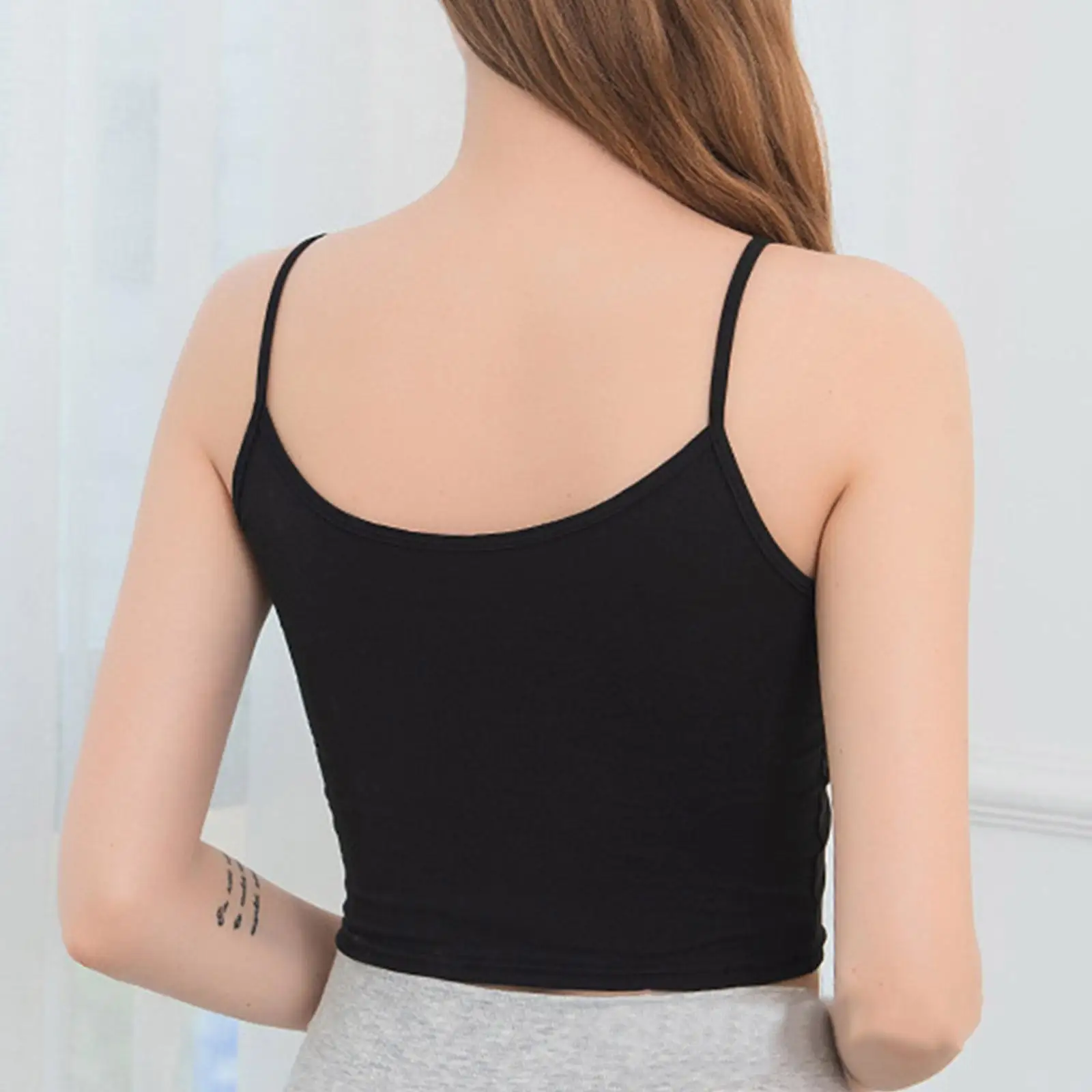 여성용 캐미스 섹시한 탱크 블랙 홀터 크롭 탑, 백리스 캐미솔 패션 캐주얼 튜브, 민소매 크롭 조끼, 여름