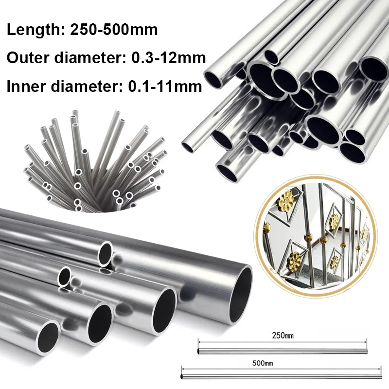 1-10pcs 304 stainless steel round capillary 1-12mm seamless straight tube length 250/500mm stainless steel tube
