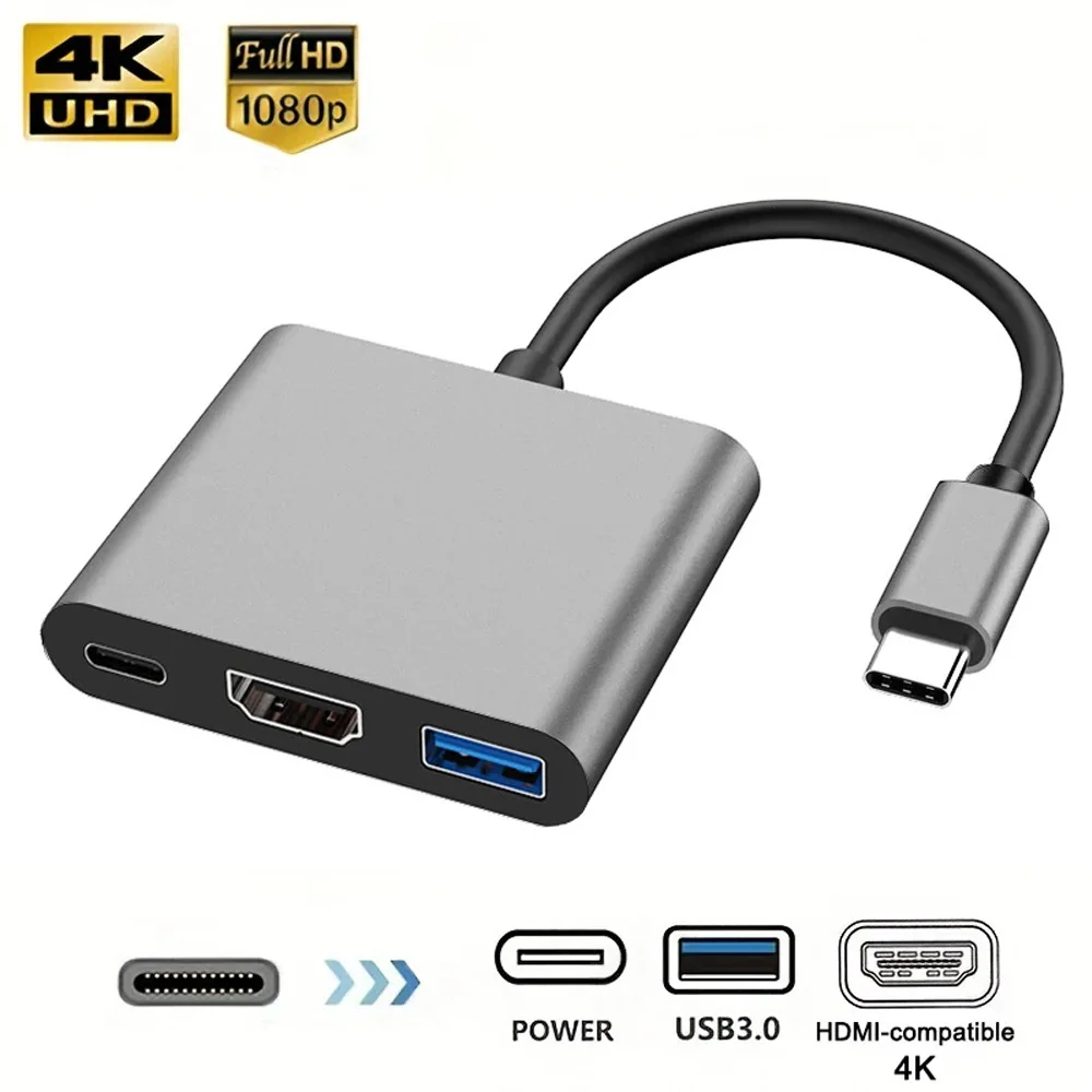 3-in-1 USB C Hub with 100W Power Delivery USB 3.0 4K HDMI for-MacBook Pro New Mac Air Deck Stable Driver Adapter