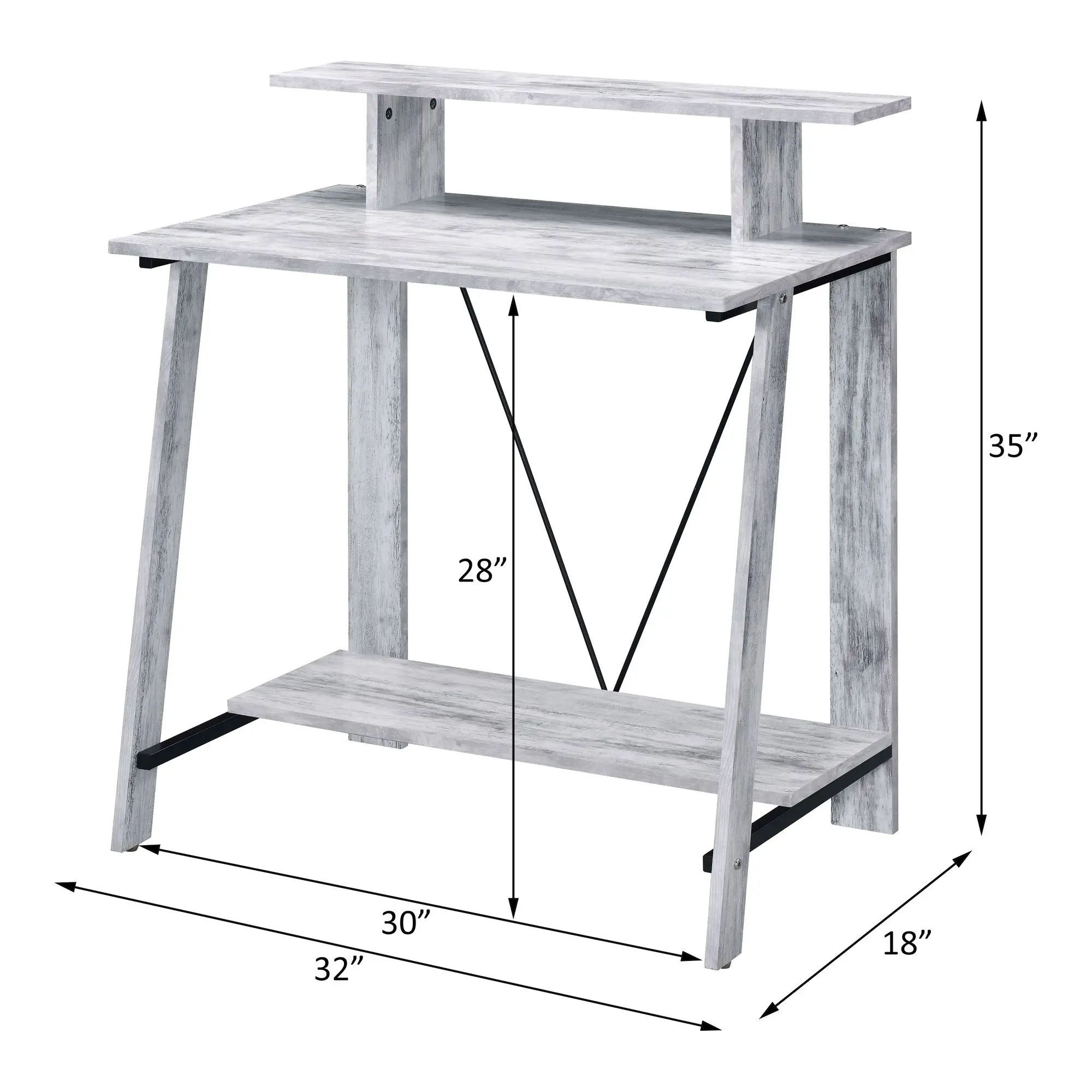 Nypho Antique White& Black Finish Writing Desk 2
