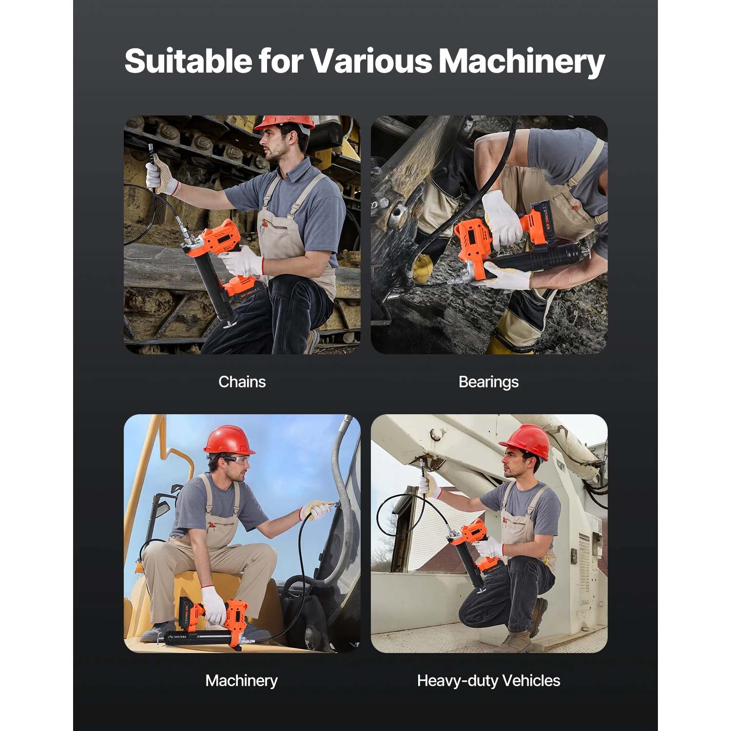 Electric Grease Gun Kit with Long Hose for Vehicles and Machines