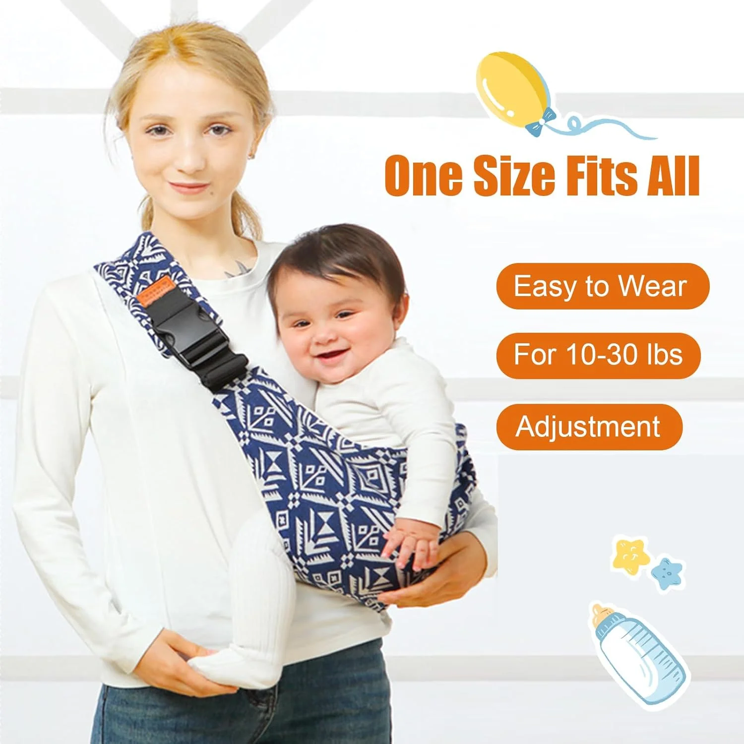 Baby Sling Carrier Baby Carrier Newborn to Toddler Sling Lightweight Baby Carrier Sling with Adjustable Straps Toddler Carrier 2