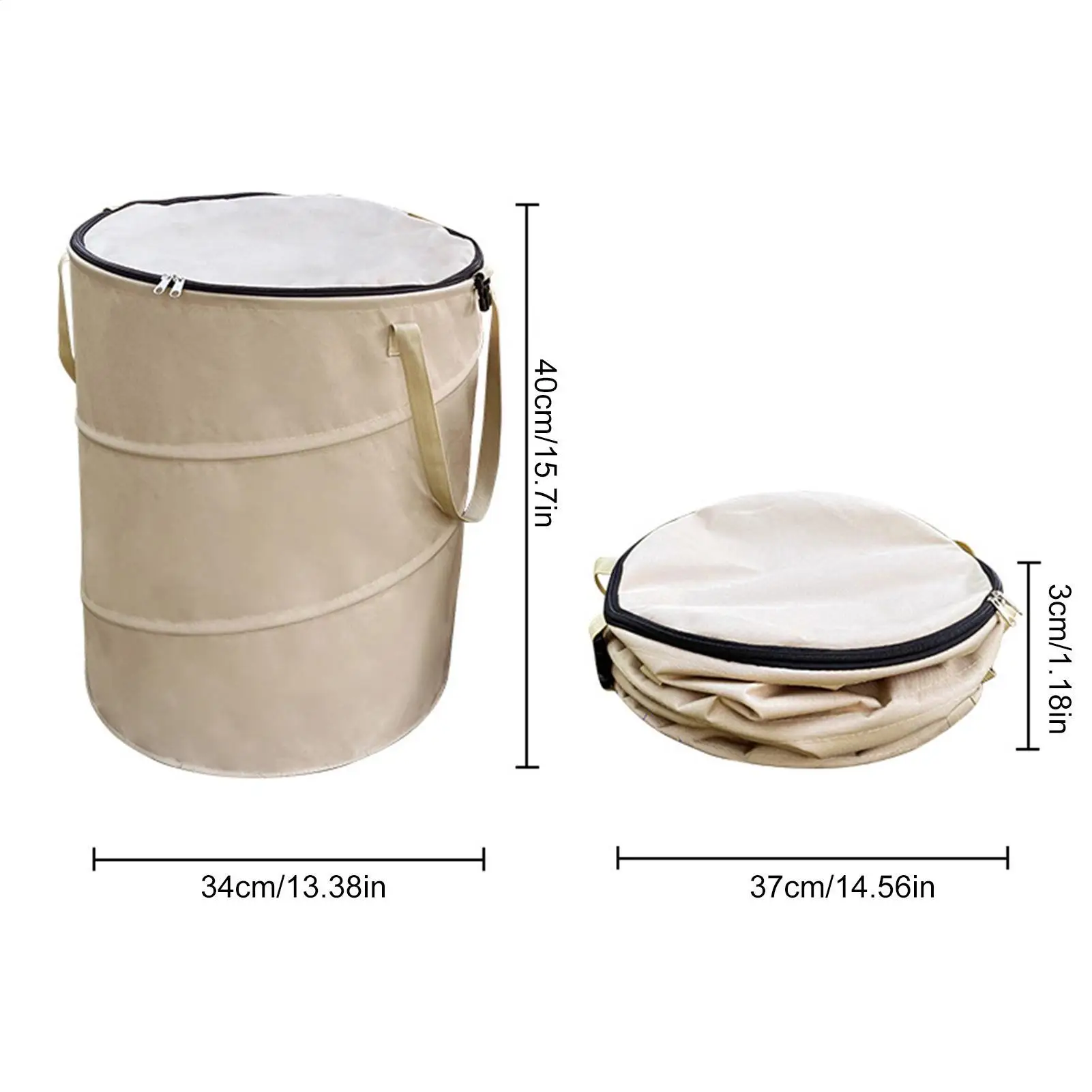 Camping Trash Can Pop-up Circular Storage Pail Canvas Foldable Recycling Bin Outdoor Garbage Garden Yard Garbage Bag