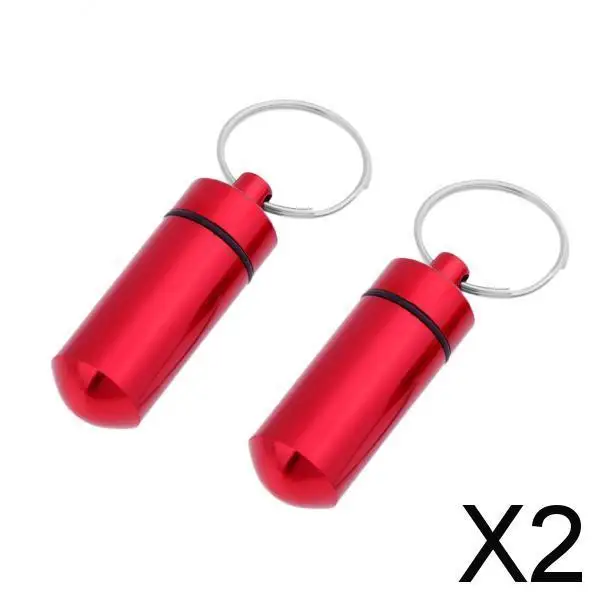 

2-4pack 2Pcs Waterproof Aluminum Pill Box Case Bottle Cache Drug Holder Keychain