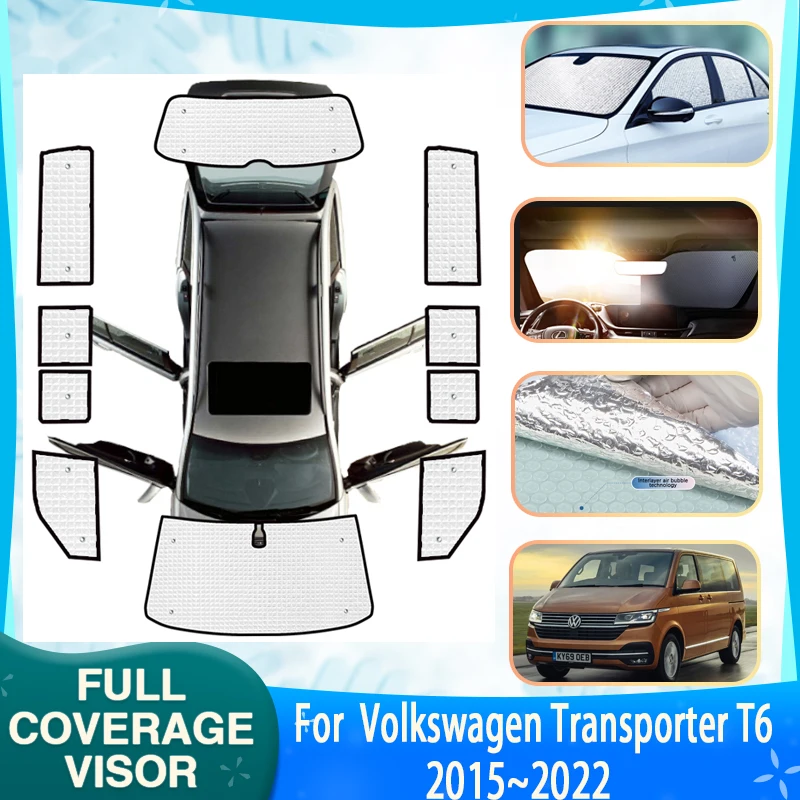 Volle Abdeckung Sonnenschirme Für Volkswagen VW Transporter T6 Caravelle  Multivan 2015 ~ 2022 Shuttle California Auto Zubehör 2016 2017 - AliExpress