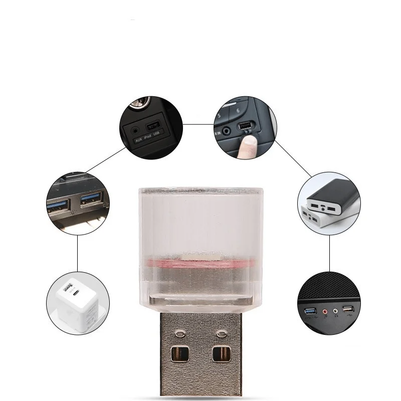 1pc 자동차 미니 USB LED 휴대용 조명 플러그 재생 주변 조명 장식 분위기 램프 인테리어 환경 조명 장식