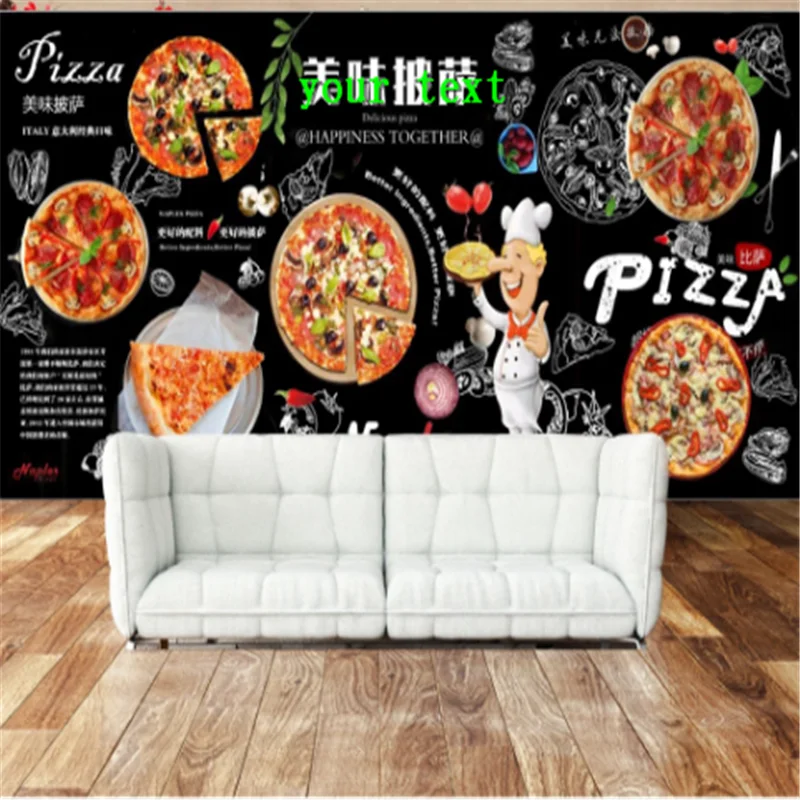 

Custom Snack Bar Burgers Western Fast Food Wall Paper 3D Restaurant black Background Pizza Home Decor Wall Mural Wallpaper 3D