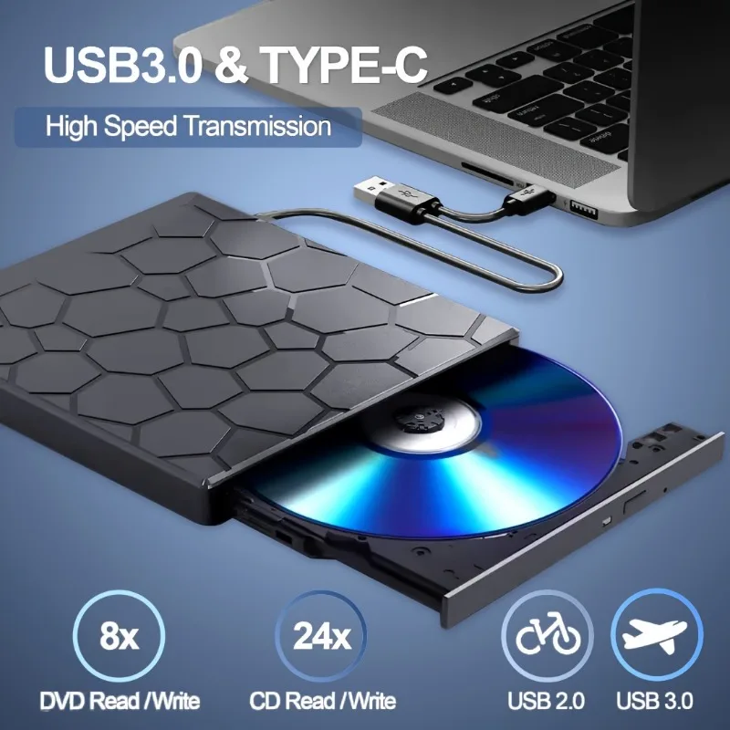Usb7-in-1 Multi-function Optical Drive Desktop Computer External Dvd Burner Notebook Universal Optical Drive Box Extension Dock