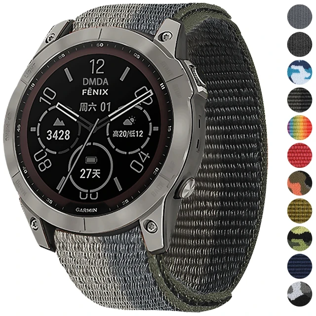 Bracelet extensible en nylon Garmin Fenix 5X/5X Plus/6X/6X Pro/7X Noir